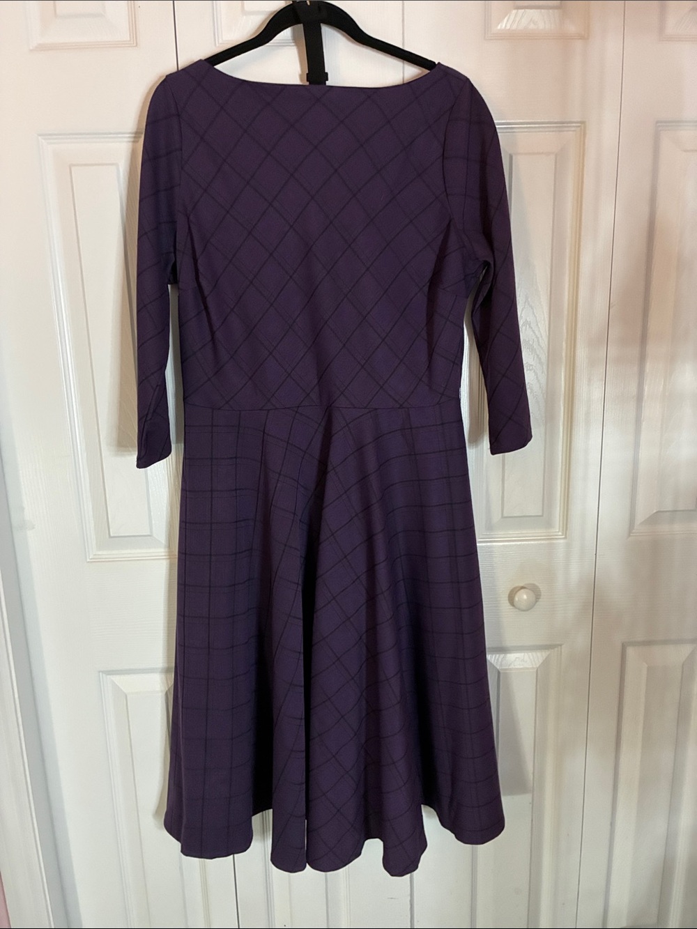 Unique Vintage XL Purple Plaid Dress - Women swing dress